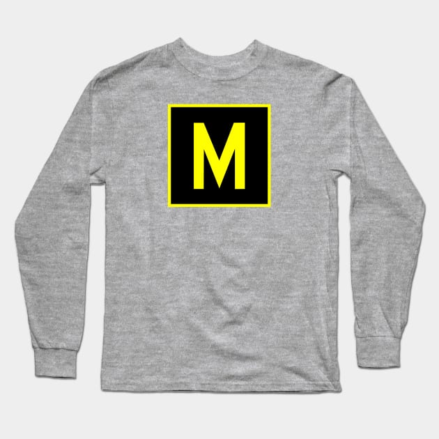 M - Mike - FAA taxiway sign, phonetic alphabet Long Sleeve T-Shirt by Vidision Avgeek